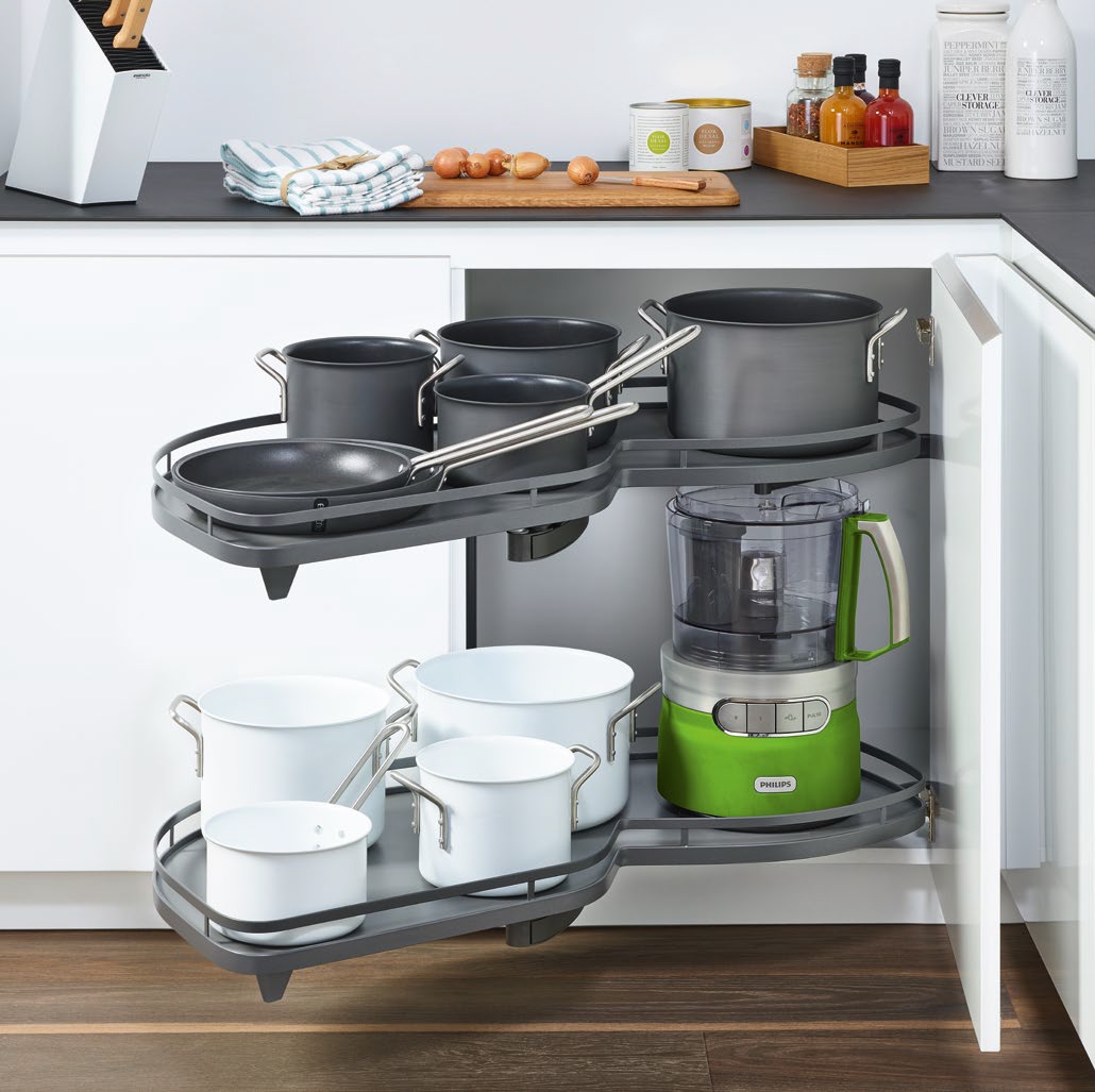 КОМПЛЕКТ левый, Леманс 450 мм, H 600-750, Арена СТИЛЬ, 2 полки, 2 доводчика, цвет АНТРАЦИТ Kessebohmer | официальный магазин