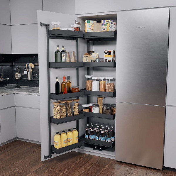 КОМПЛЕКТ Тандем II 500 мм, H 1700, Арена ПЬЮР, 5 полок, цвет АНТРАЦИТ Kessebohmer | официальный магазин